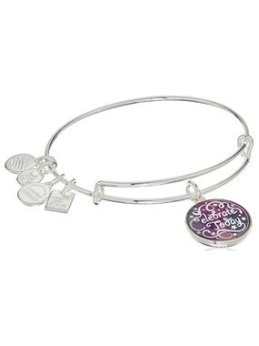 Alex and Ani “Celebrate Today” Charm Bangle Bracelet - Silver & Purple